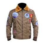 Tom Cruise Jet Fighter Men Brown Bomber Jacket