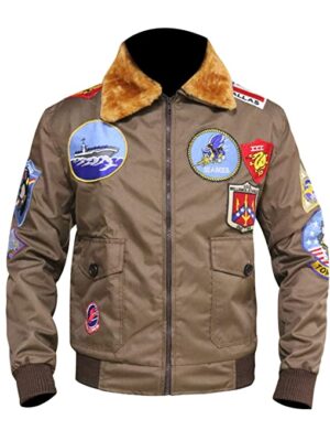 Tom Cruise Jet Fighter Men Brown Bomber Jacket