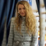 Another Simple Favor Blake Lively Striped Coat