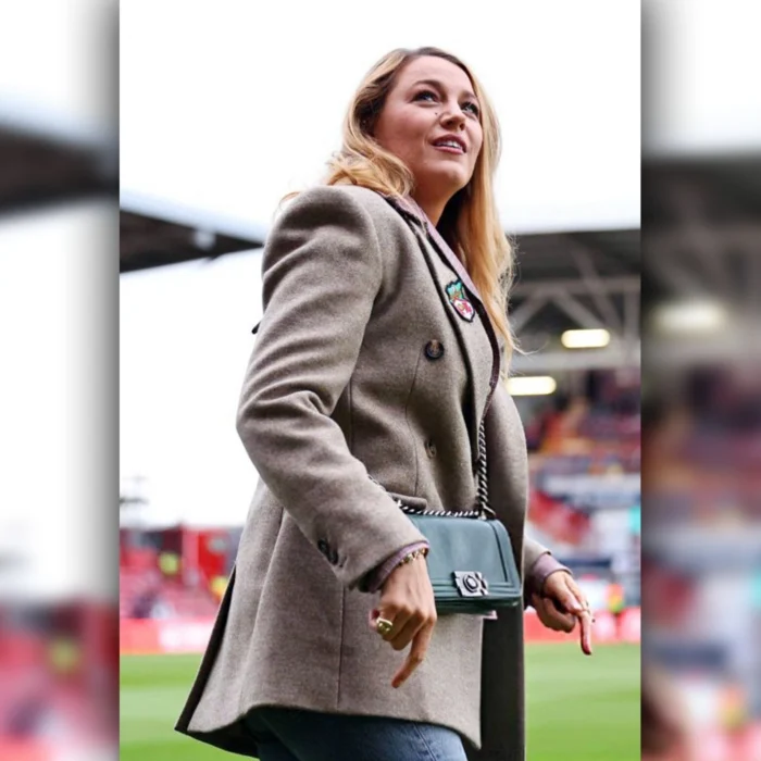 Blake Lively Wrexham Grey Coat