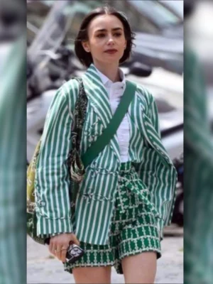 Emily In Paris S05 Lily Collins Green Stripe blazer