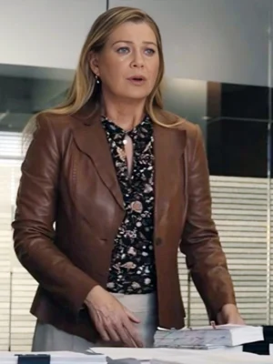 Good American Family Ellen Pompeo Brown Blazer