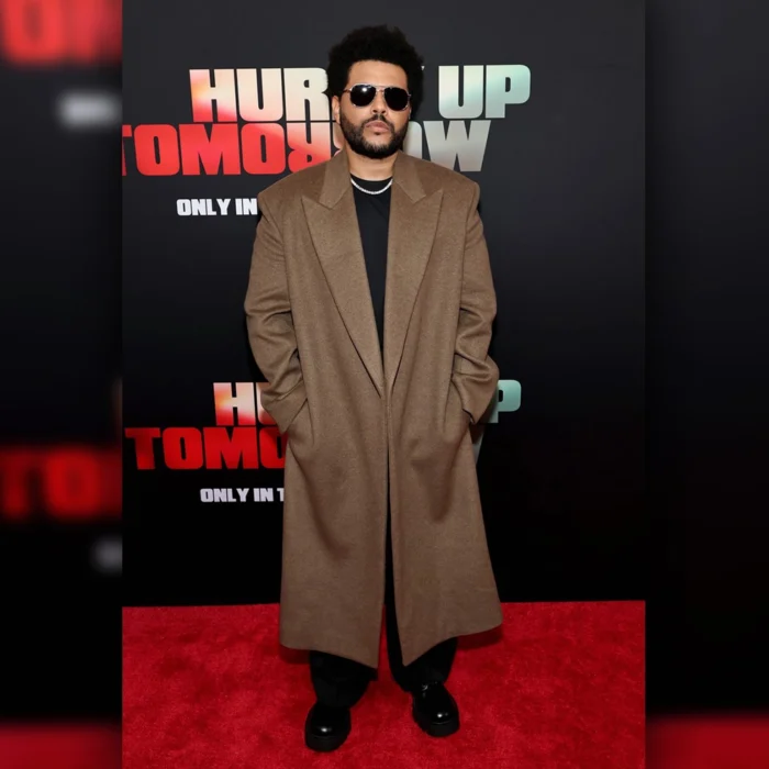Hurry Up Tomorrow Premiere The Weeknd Brown Coat