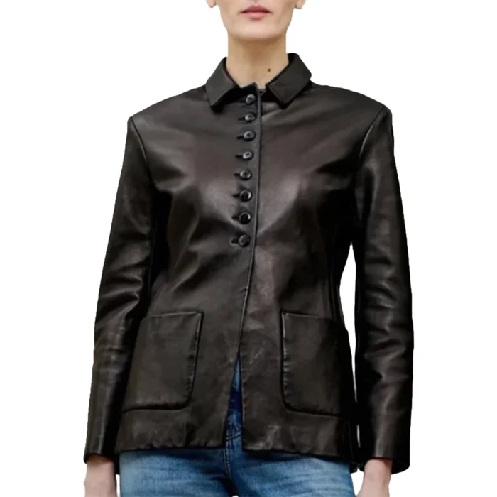 Jennifer Lawrence Black Leather Blazer Sale