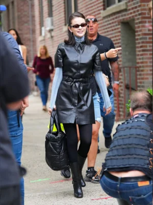 NYC Selena Gomez Black Leather Waistcoat