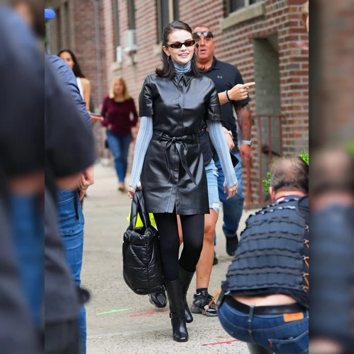 NYC Selena Gomez Black Leather Waistcoat