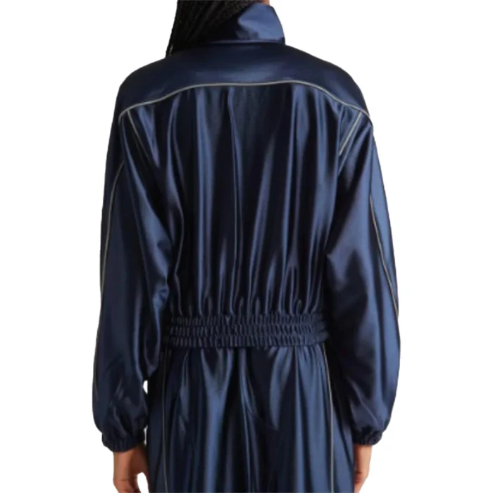 Scarlett Johansson SNL S50 Track Navy Blue Jacket