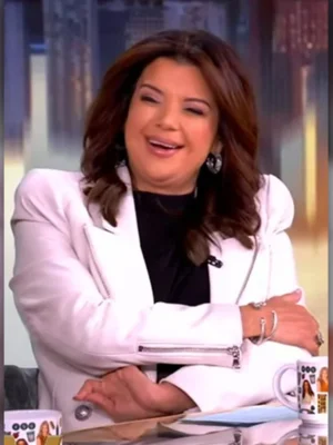 The View Ana Navarro White Leather Blazer