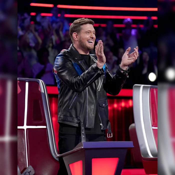 The Voice S27 Michael Bublé Black Leather Jacket Ssle