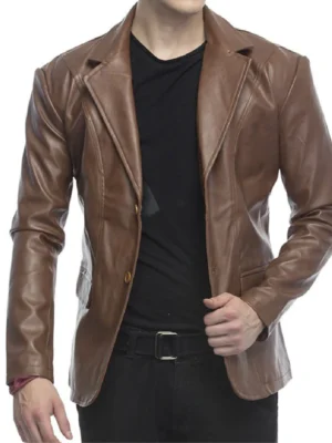 2 Button Lambskin Leather Blazer