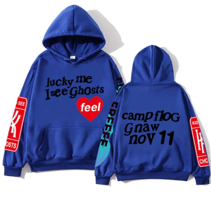 Kanye West Graffiti Letter Lucky me I see Ghosts Fleece Hoodie