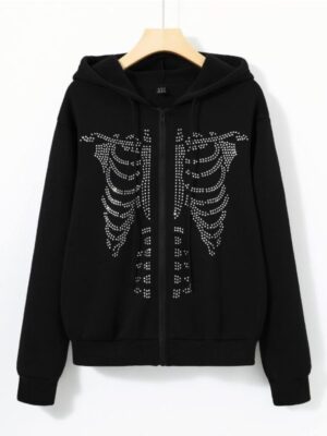 Y2K Rhinestone Skeleton Hoodie